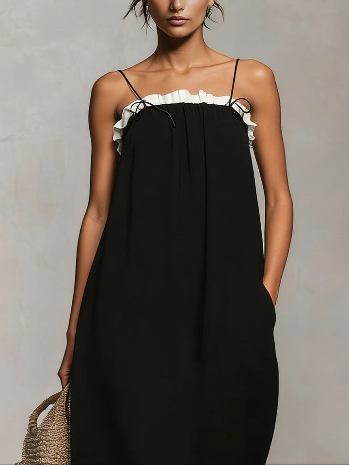 Casa Marbella™ | Vestido Maxi Mirelle con Bloques de Color y Tirantes Delgados