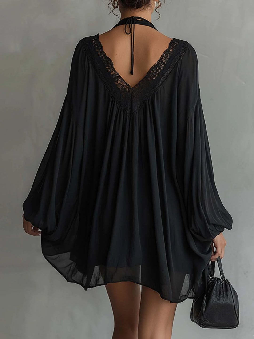 Casa Marbella™ | Vestido Mini Giulia Negro con Encaje