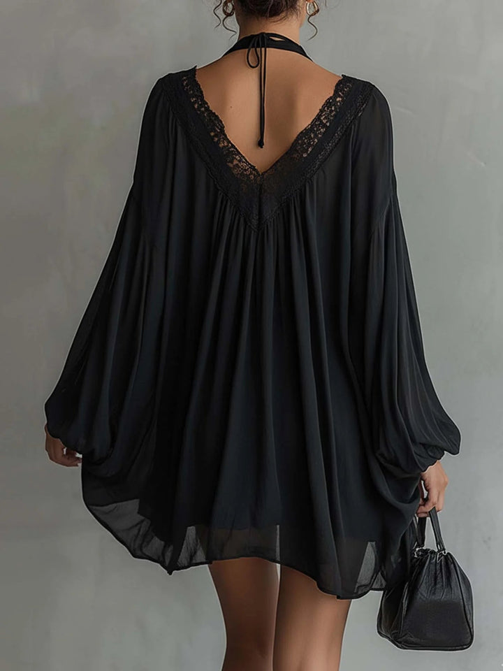 Casa Marbella™ | Vestido Mini Giulia Negro con Encaje