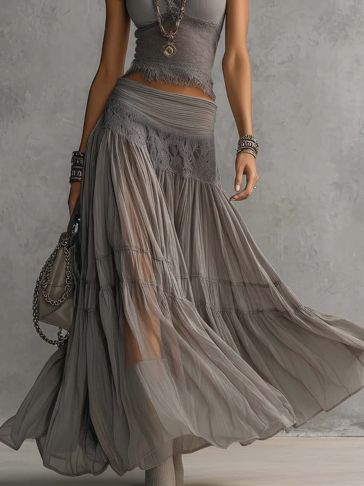 Casa Marbella™ | Conjunto Grazia con Top Crop y Falda Larga con Volantes
