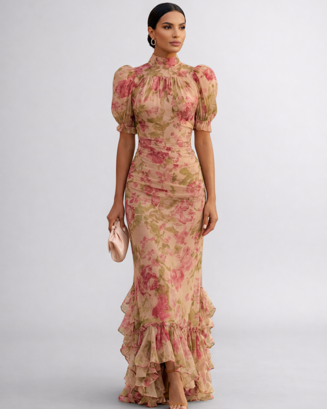 Casa Marbella™ | Vestido Largo Rosario Floral en Chiffon