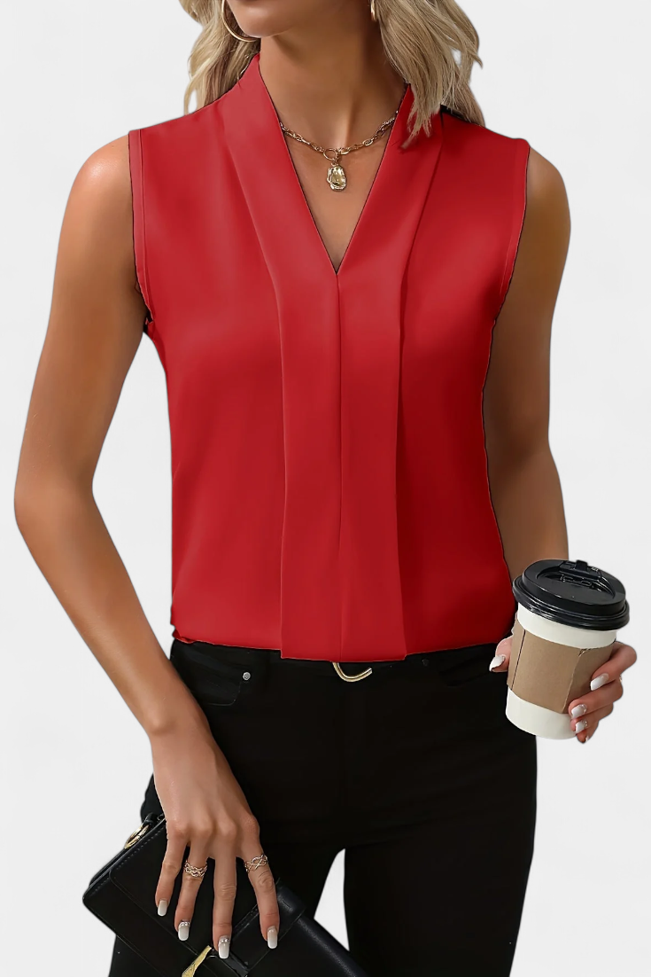 Nele | Blusa Sin Mangas con Escote en V y Corte Fluido