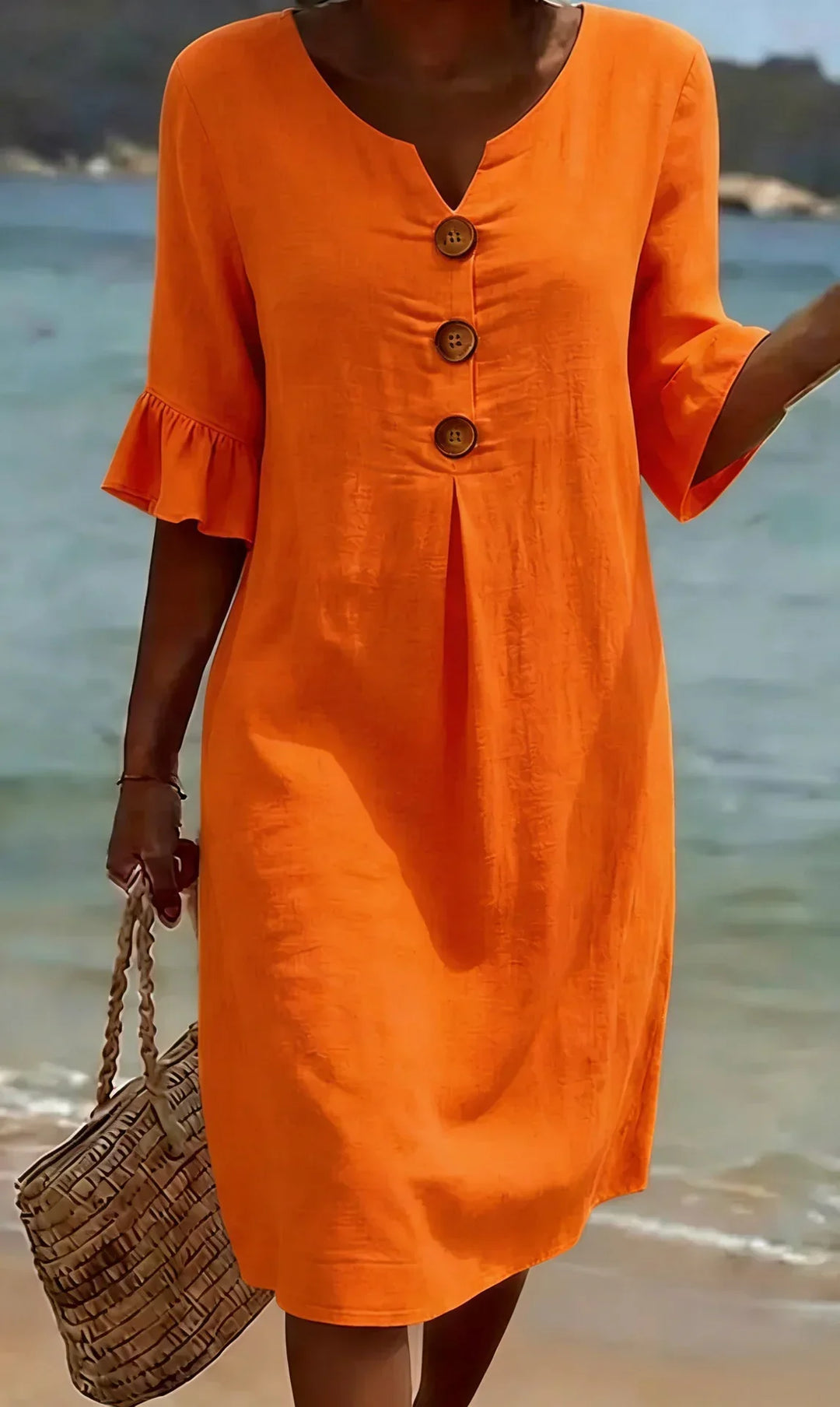 Casa Marbella™ | Vestido Vanesa™ Texturizado con Mangas Abullonadas y Botones