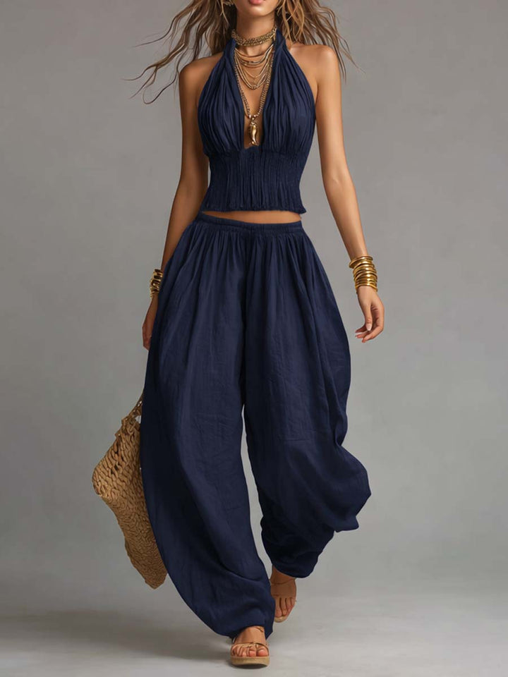 Casa Marbella™ | Conjunto Sofía con Top de Estilo Americano y Pantalón Harem
