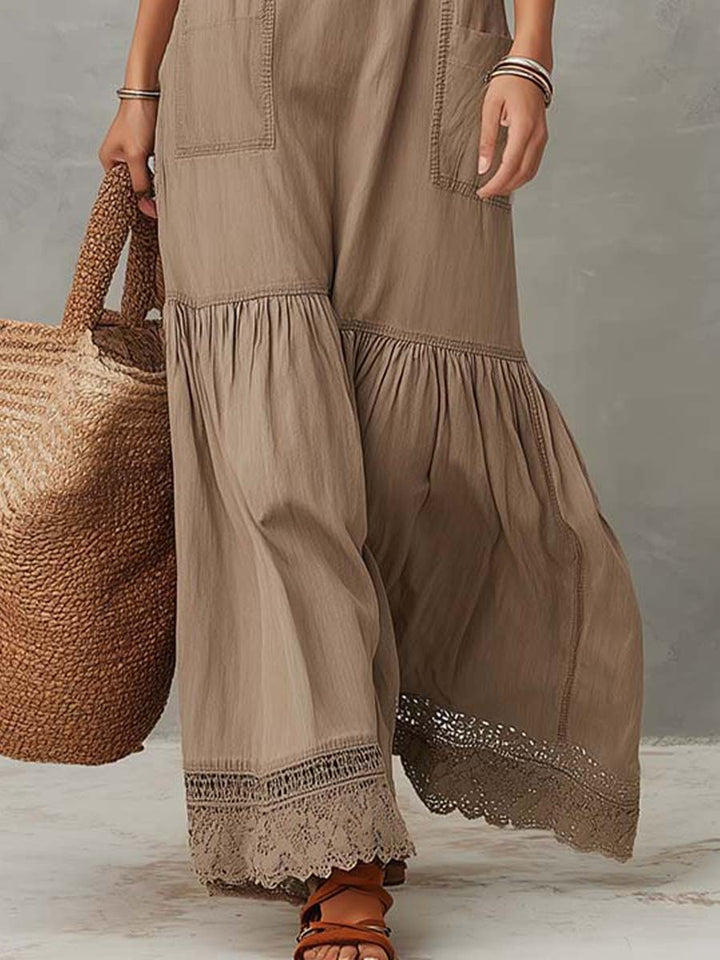 Casa Marbella™ | Vestido Largo Ágata Boho con Botones y Bajo de Encaje