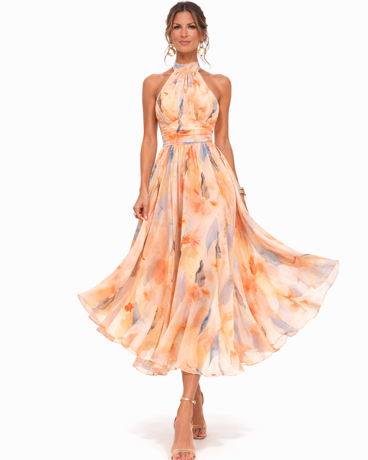 Casa Marbella™ | Vestido Halter Aurora - Elegancia atemporal en satén lujoso