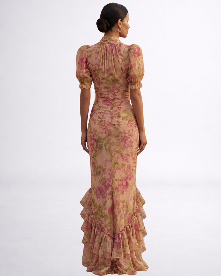 Casa Marbella™ | Vestido Largo Rosario Floral en Chiffon