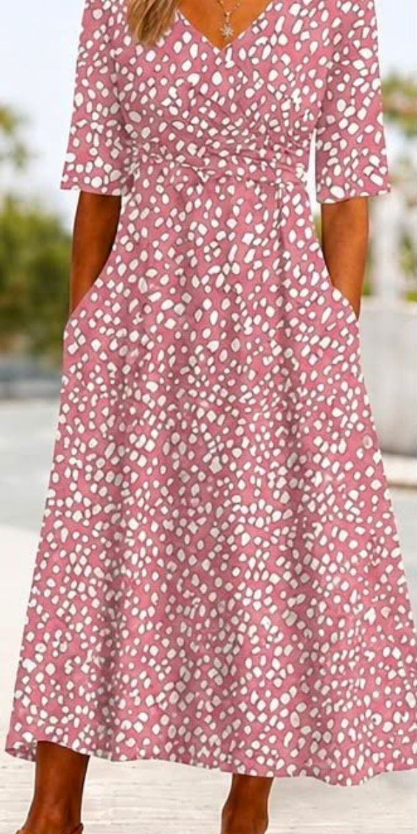 Casa Marbella™ | Vestido Midi de Lunares Elegante que Favorece la Silueta