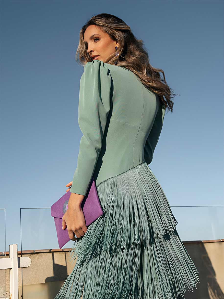 Casa Marbella™ | Vestido Evasé con Flecos Elegantes