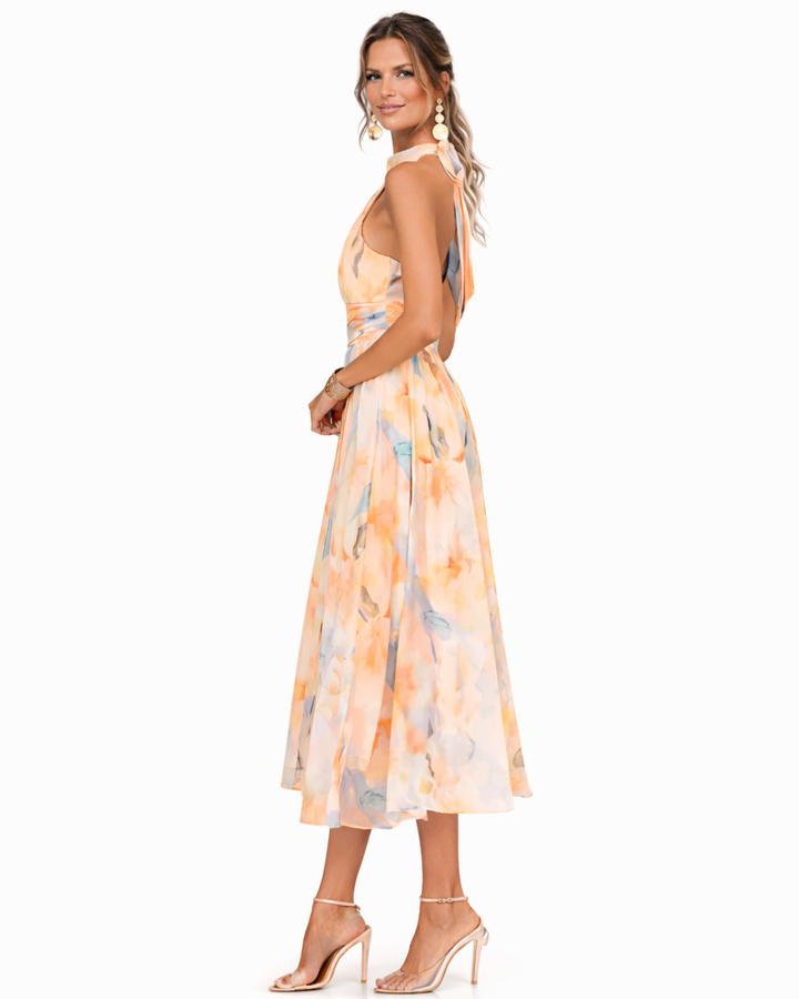 Casa Marbella™ | Vestido Halter Aurora - Elegancia atemporal en satén lujoso