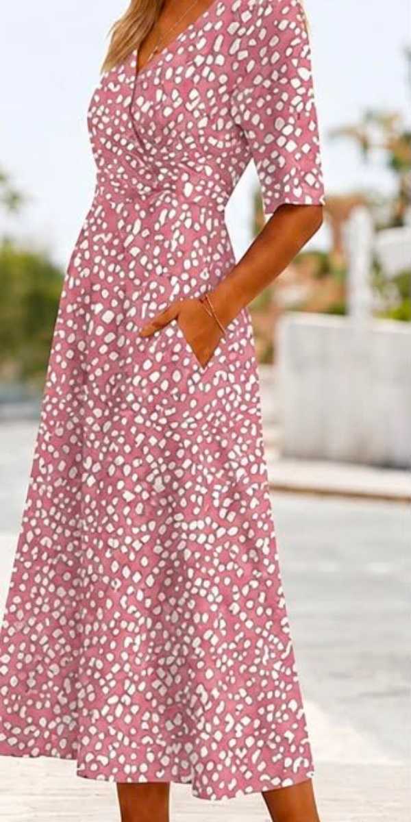 Casa Marbella™ | Vestido Midi de Lunares Elegante que Favorece la Silueta