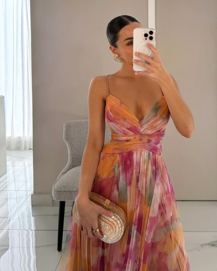 Casa Marbella™ | Vestido Maxi Giselle con Delicado Estampado Floral