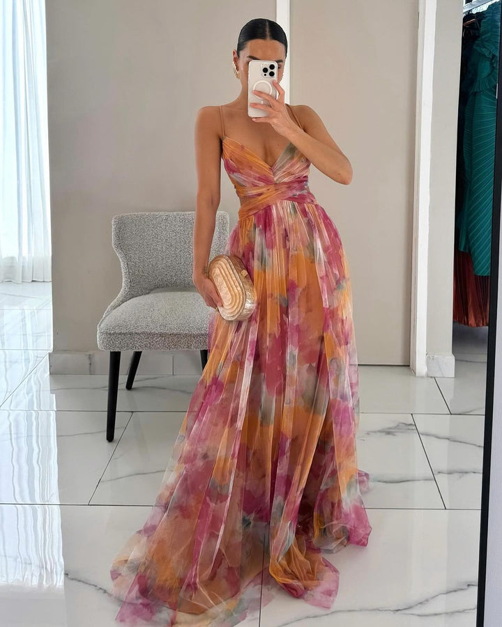 Casa Marbella™ | Vestido Maxi Giselle con Delicado Estampado Floral