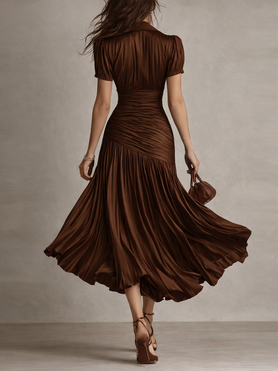 Casa Marbella™ | Vestido Midi Adriana de Satén a Rayas Retro