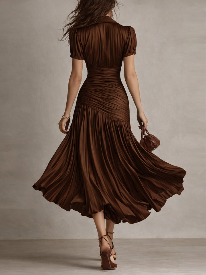 Casa Marbella™ | Vestido Midi Adriana de Satén a Rayas Retro