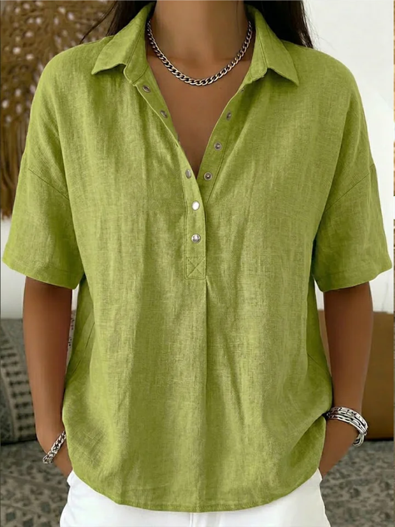 Casa Marbella | Blusa elegante con cuello y detalles de botones Velara