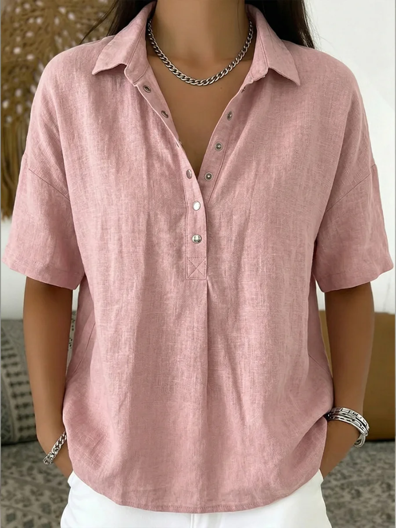Casa Marbella | Blusa elegante con cuello y detalles de botones Velara