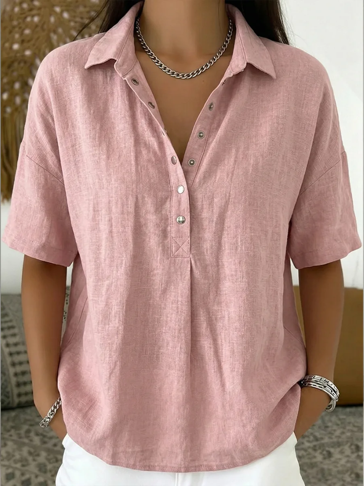 Casa Marbella | Blusa elegante con cuello y detalles de botones Velara