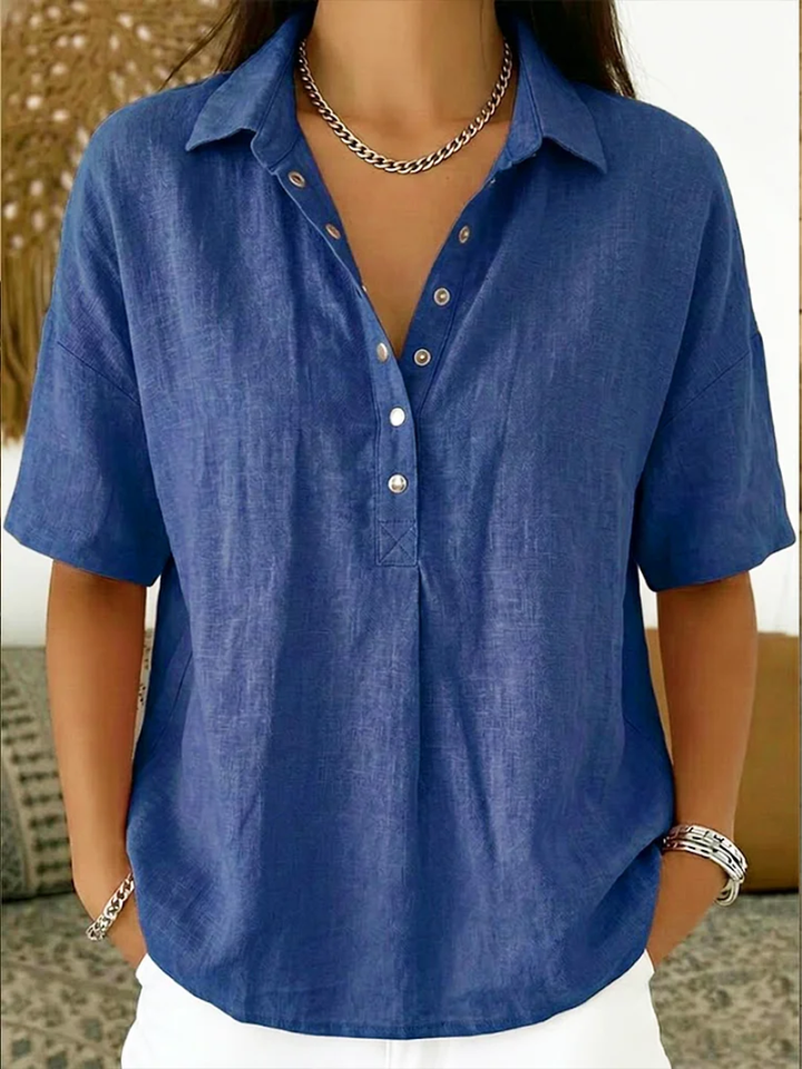 Casa Marbella | Blusa elegante con cuello y detalles de botones Velara