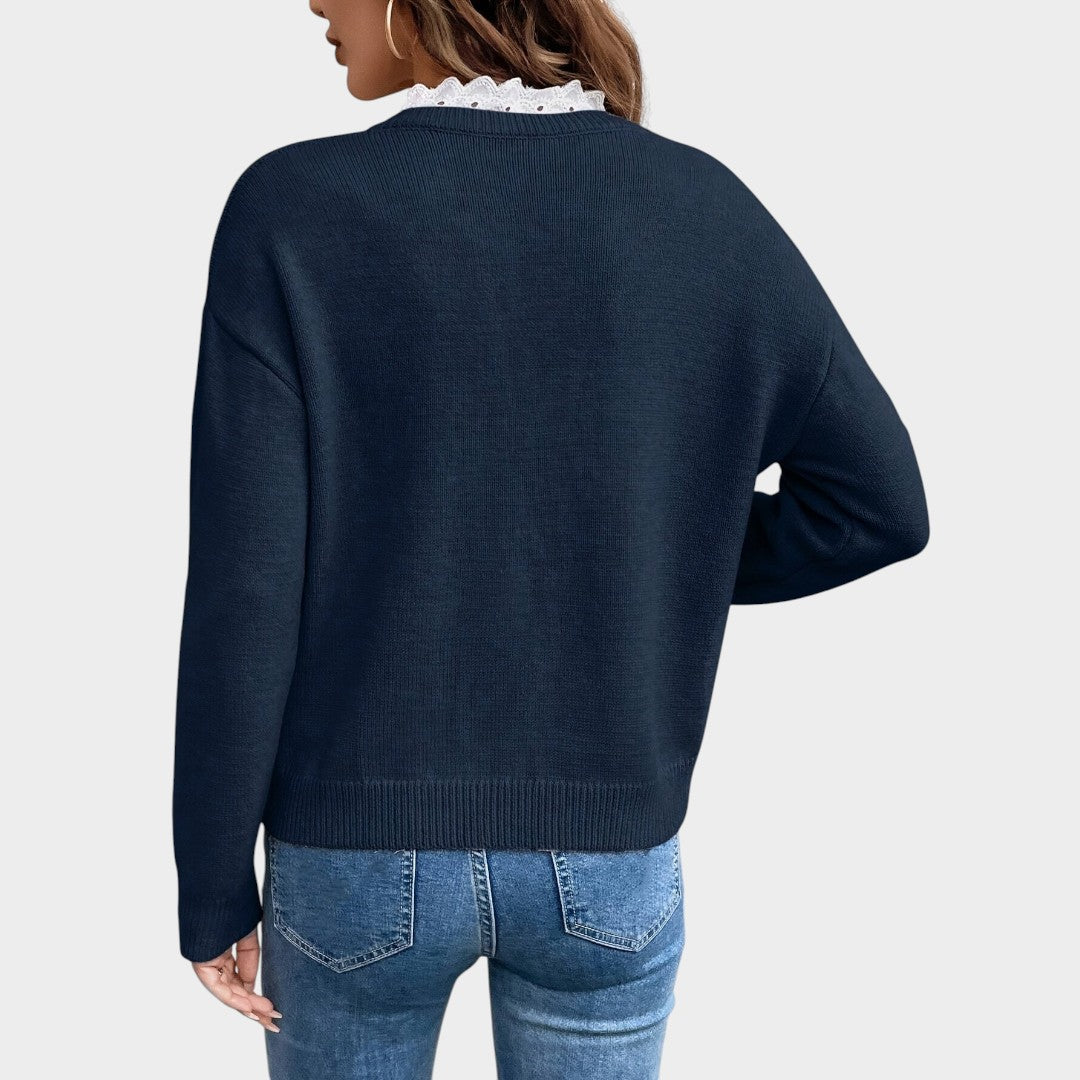 Yara™ | Jersey con escote en V y ribete de encaje