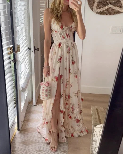Casa Marbella™ | Vestido Scarlett Floral de Estilo Romántico