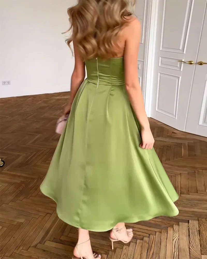 Casa Marbella™ | Vestido Midi Liora Elegante Sin Tirantes