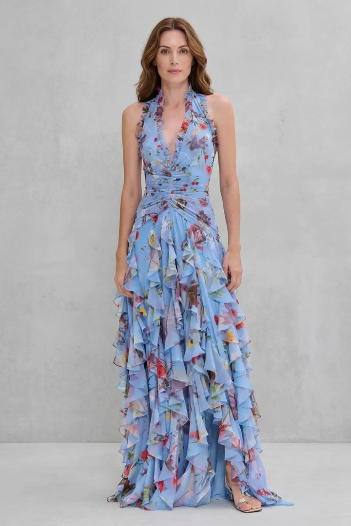 Casa Marbella™ | Vestido Largo Elegante con Cuello Halter