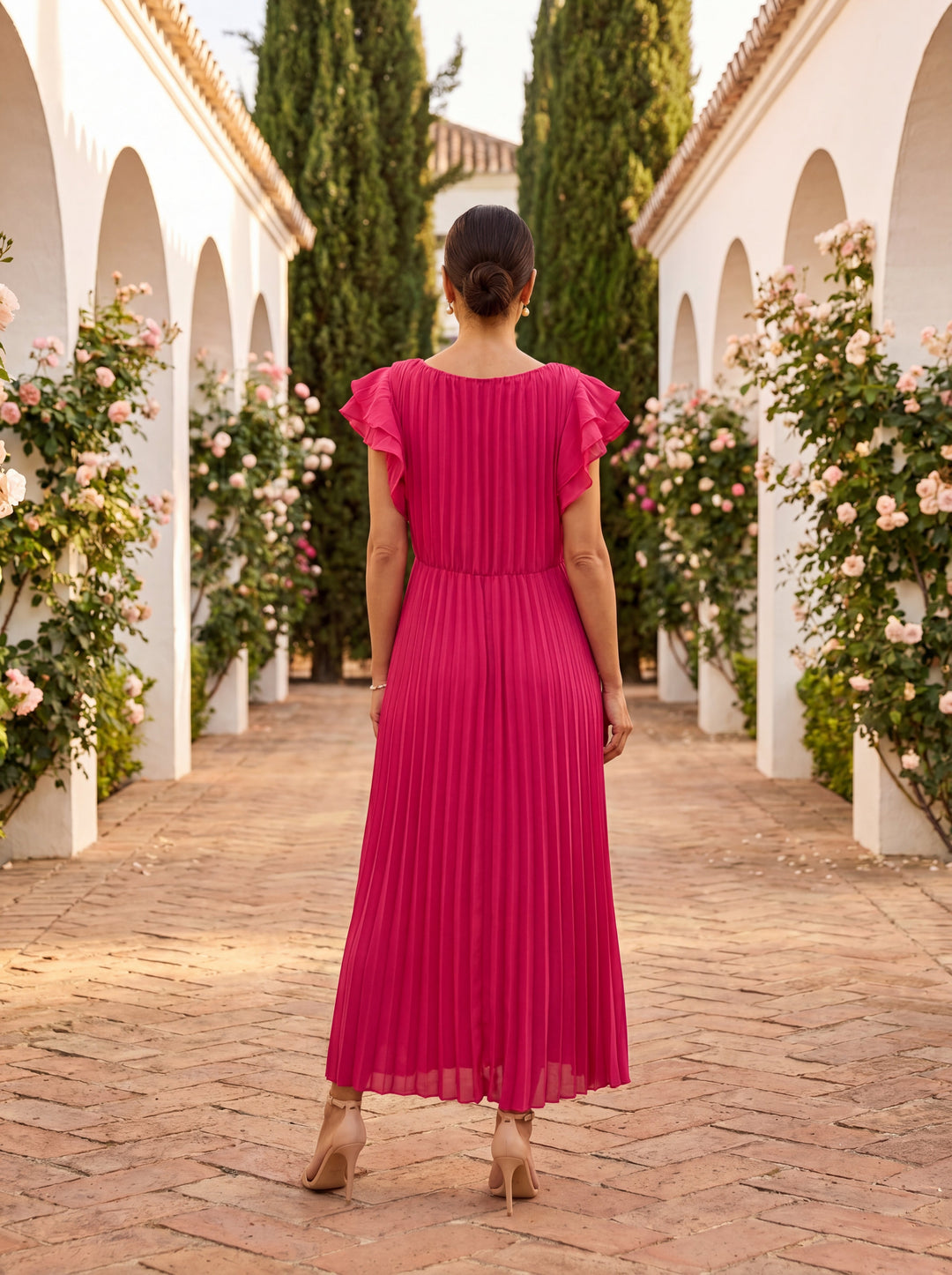 Casa Marbella™ | Vestido Maxi Seraphina Plisado con Cintura Anudada