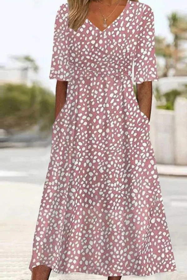 Casa Marbella™ | Vestido Midi de Lunares Elegante que Favorece la Silueta