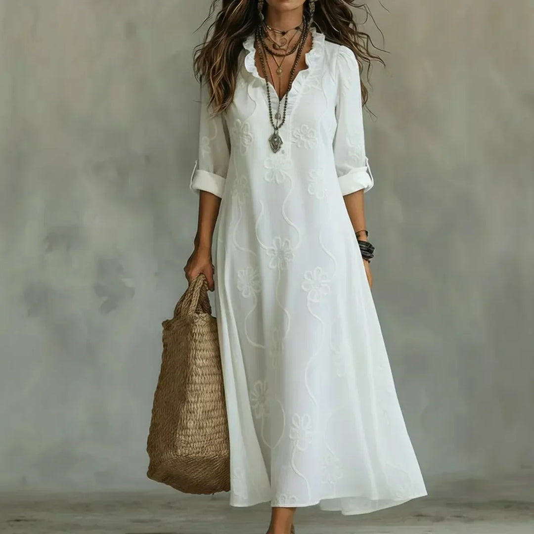 Casa Marbella™ | Vestido Largo Sienna de Verano con Estampado Floral