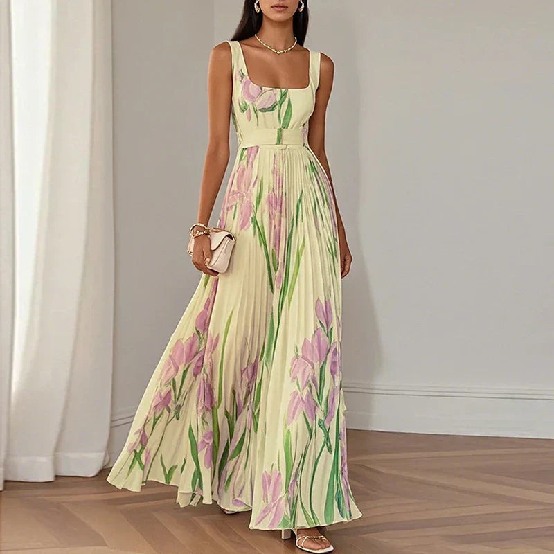 Casa Marbella™ | Vestido Maxi Oriah de Corte A con Estampado Floral