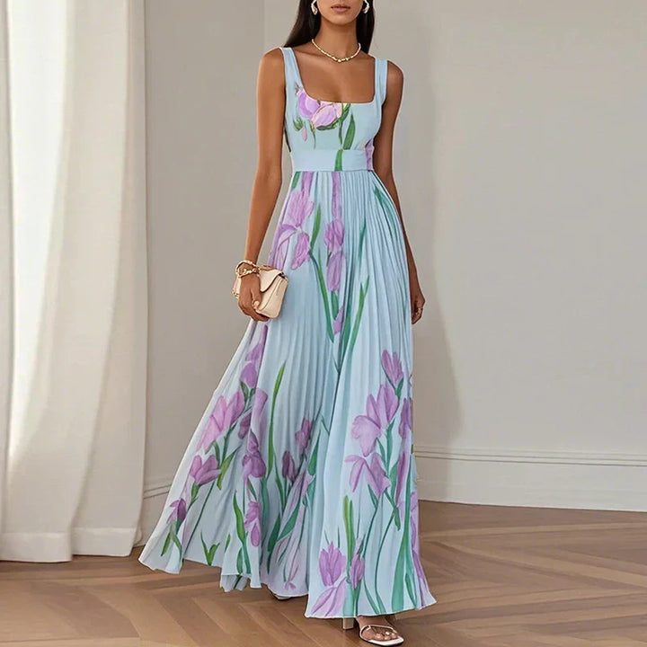 Casa Marbella™ | Vestido Maxi Oriah de Corte A con Estampado Floral