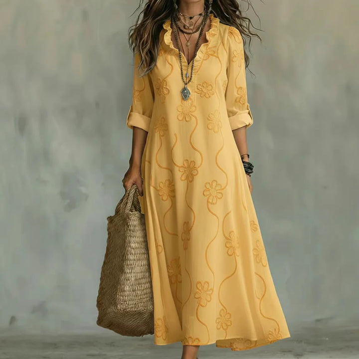 Casa Marbella™ | Vestido Largo Sienna de Verano con Estampado Floral