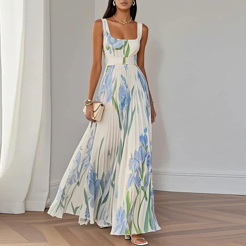 Casa Marbella™ | Vestido Maxi Oriah de Corte A con Estampado Floral