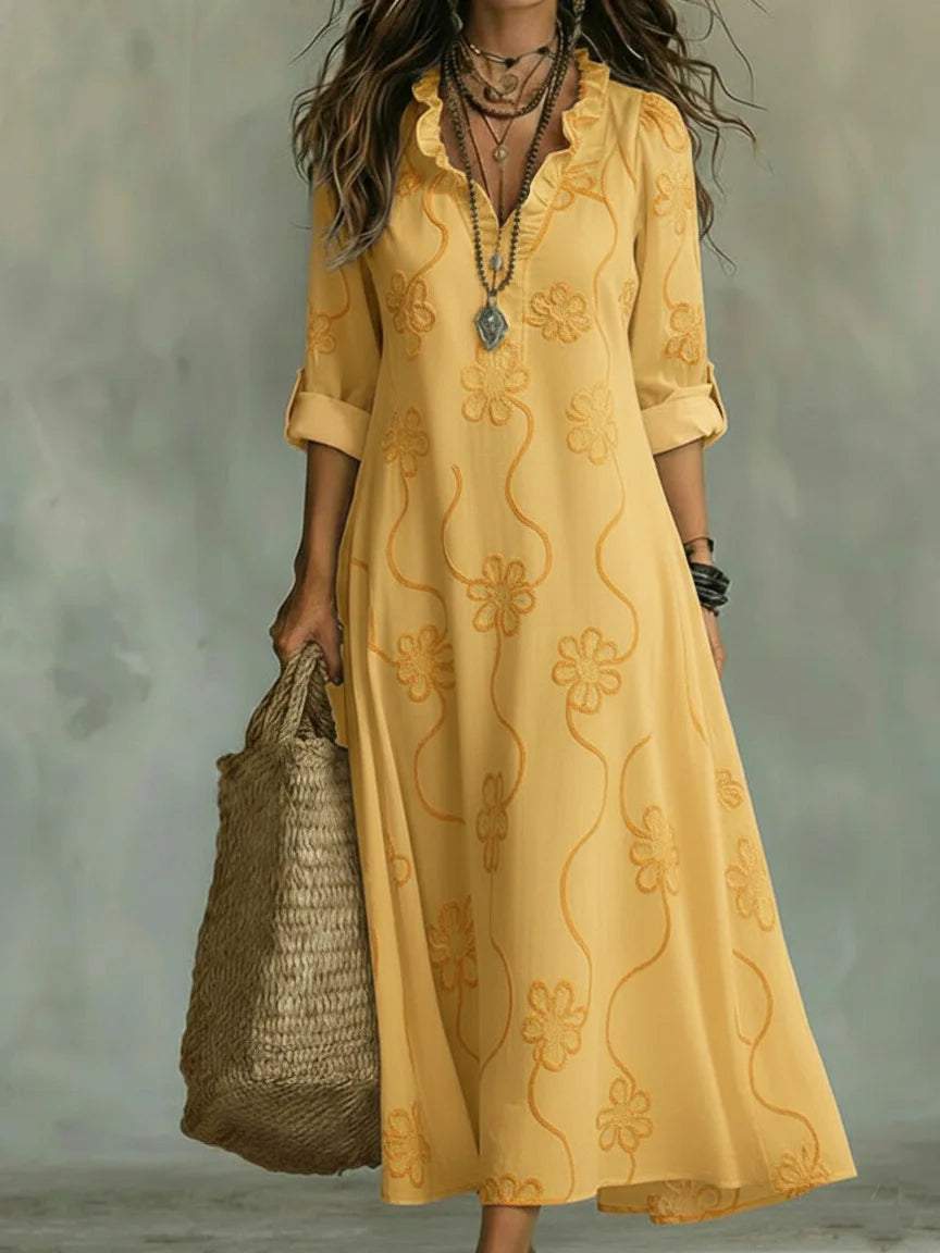 Casa Marbella™ | Vestido Largo Sienna de Verano con Estampado Floral