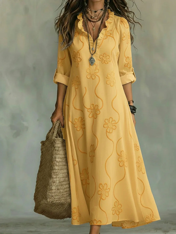 Casa Marbella™ | Vestido Largo Sienna de Verano con Estampado Floral