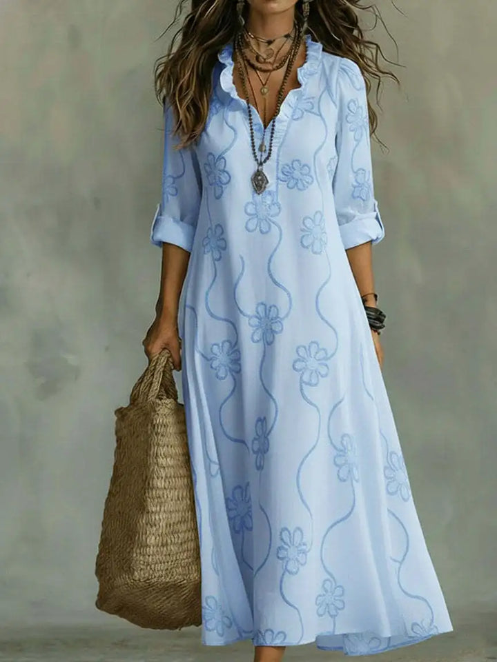 Casa Marbella™ | Vestido Largo Sienna de Verano con Estampado Floral