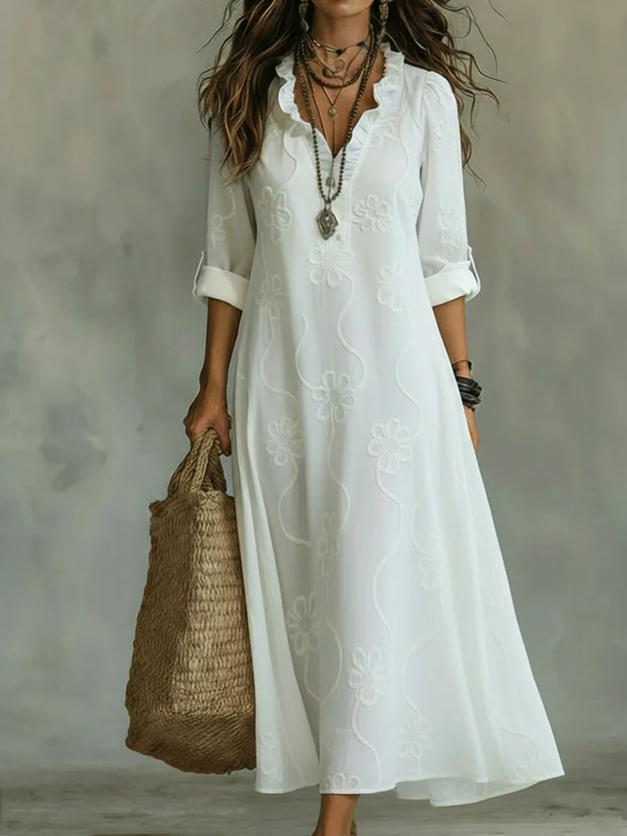 Casa Marbella™ | Vestido Largo Sienna de Verano con Estampado Floral