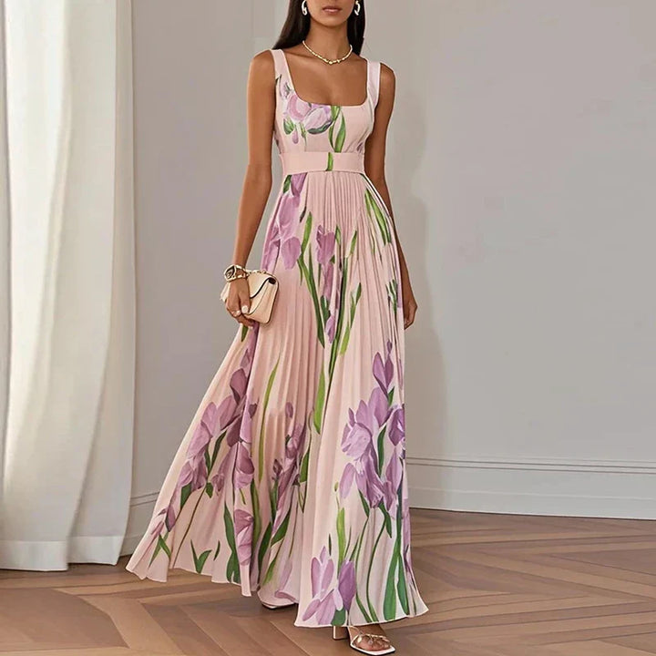 Casa Marbella™ | Vestido Maxi Oriah de Corte A con Estampado Floral