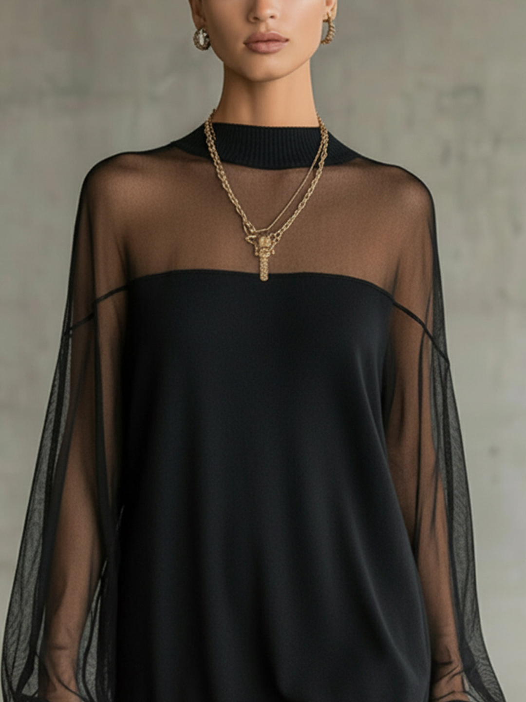 Casa Marbella™ | Vestido Mini Amélie Negro con Mangas de Encaje