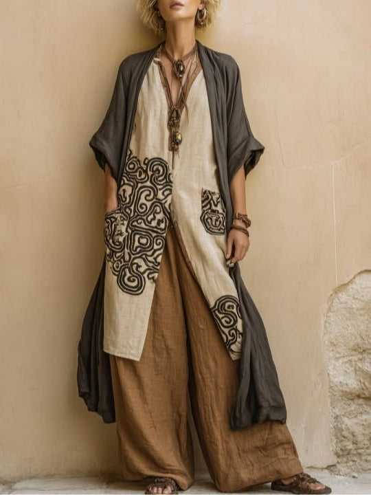 Casa Marbella™ | Conjunto Giulia Bohemio de Tres Piezas con Estampado Tribal