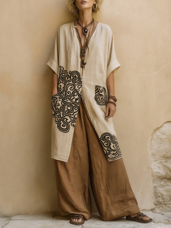 Casa Marbella™ | Conjunto Giulia Bohemio de Tres Piezas con Estampado Tribal