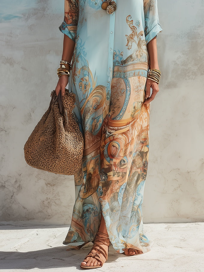 Casa Marbella™ | Vestido Camisero de Estilo Mediterráneo