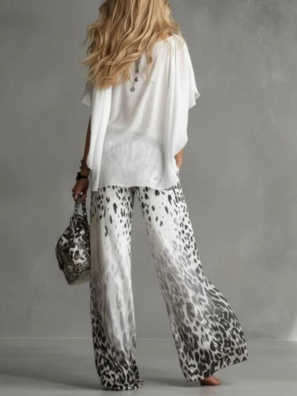 Casa Marbella™ | Conjunto Penélope Boho Chic con Top y Pantalón Animal Print