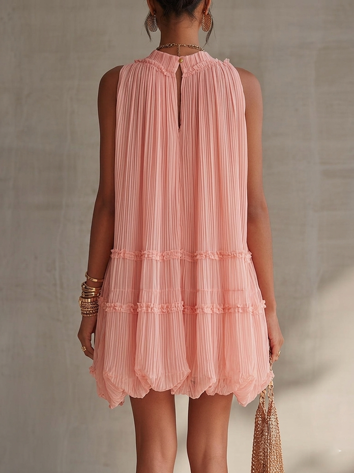 Casa Marbella™ | Vestido Mini Alessia Rosa de Estilo Romántico