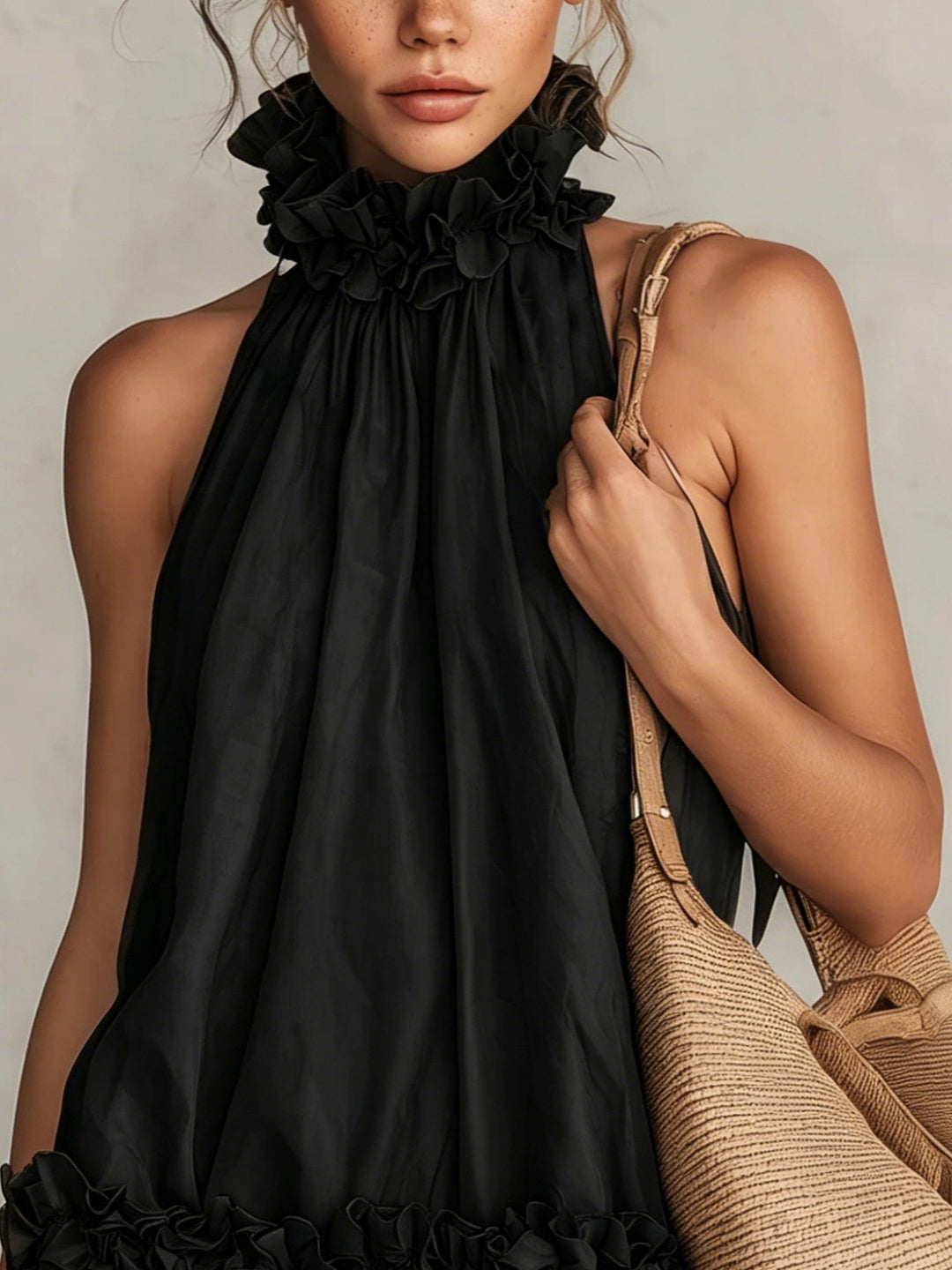 Casa Marbella™ | Vestido Mini Aurora Negro con Volantes
