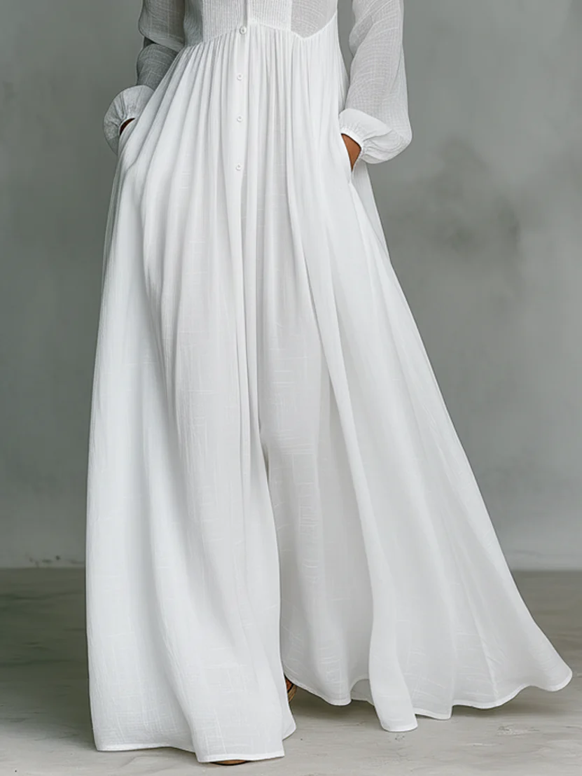 Casa Marbella™ | Vestido Maxi Léonie Minimalista con Cuello Alto