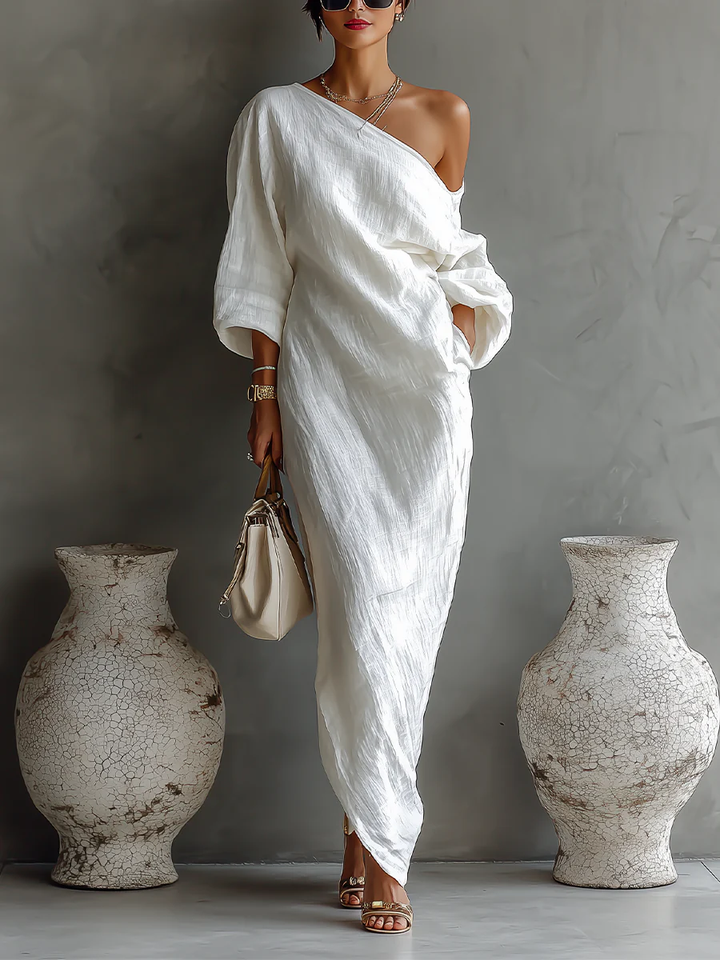 Casa Marbella™ | Vestido Maxi Elise Elegante de Tirantes en Blanco