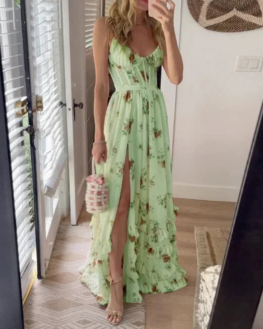 Casa Marbella™ | Vestido Scarlett Floral de Estilo Romántico