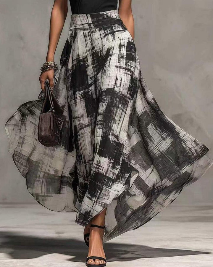 Casa Marbella™ | Conjunto Giorgia con Top y Falda Larga de Estampado Abstracto